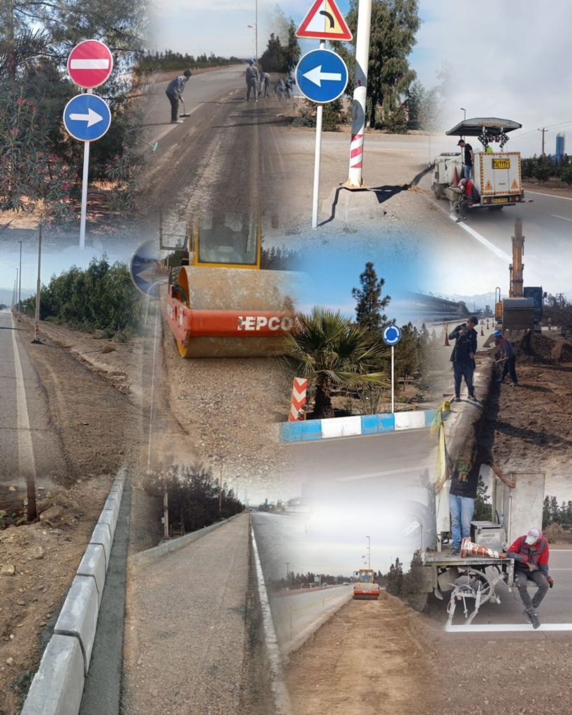 Asphalt paving, curbing, and installation of horizontal and vertical signage in Chadormalu